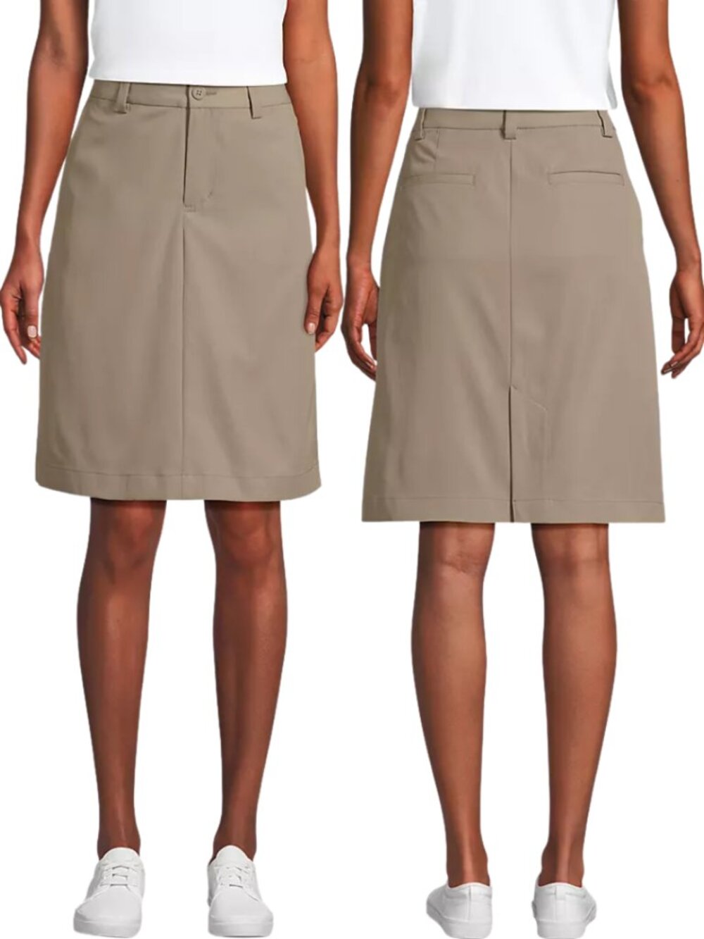 Lands' End Active Performance Chino Skort Women's 16 Khaki Outdoor Golf NWOT